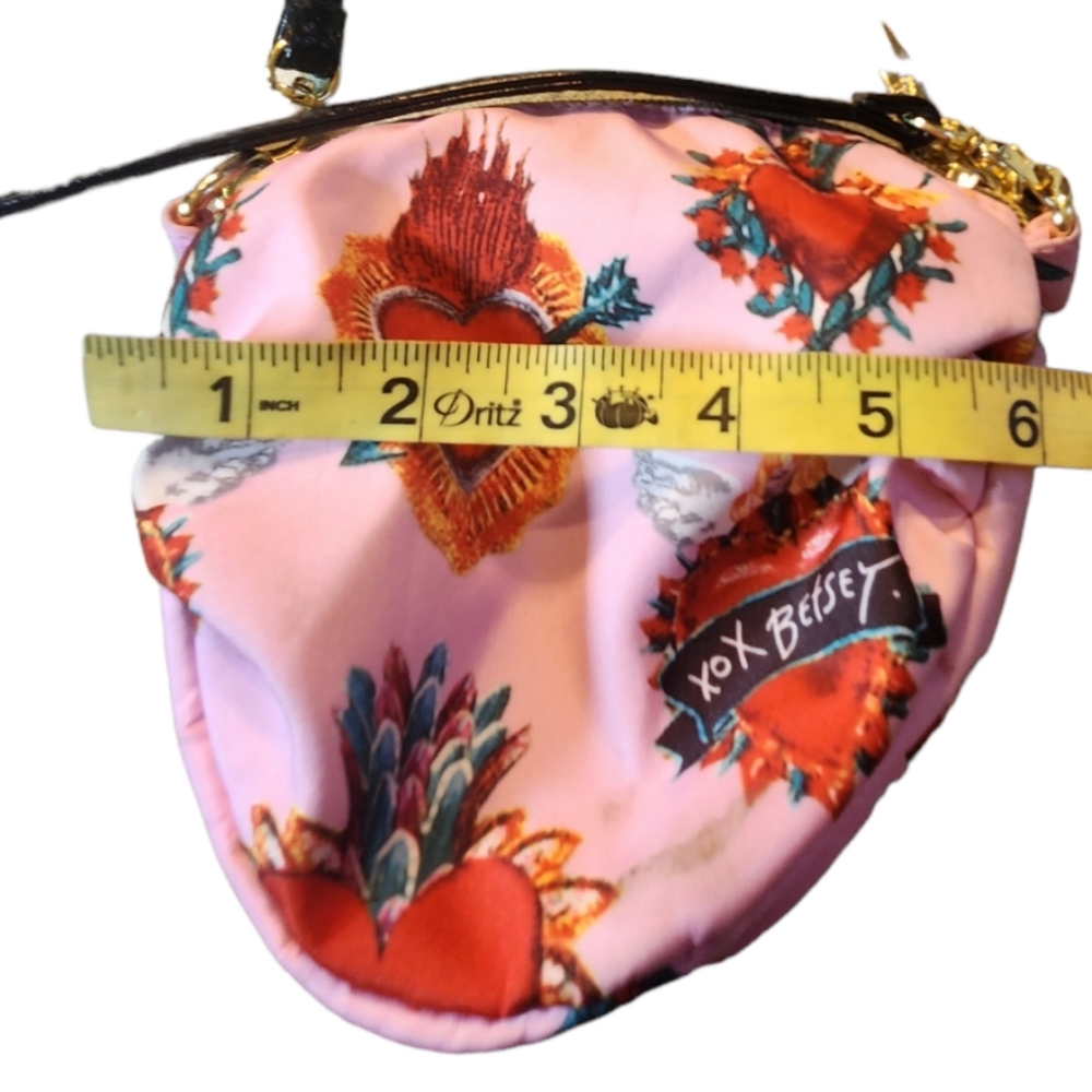 Betsy Johnson Bag Crossbody Pink Heart Purse Womens - Picture 7 of 10